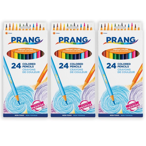 Prang Thick Core Colored Pencils, 24 Assorted Colors Per Set, 3.3 mm core, 3PK X22240 - main